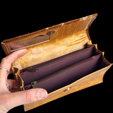 Genuine Leather & Cow Hair Clutch Purse - Tan