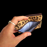 Genuine Leather & Cow Hair Coin Purse - Leopard