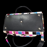 Genuine Leather & Cow Hair Duffle Bag - Patchwork Multicolor