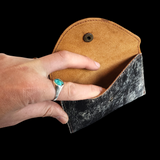 Genuine Leather & Cow Hair Coin Purse - Vintage Turquoise