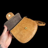 Genuine Leather & Cow Hair Hand Bag - Tan & Hair