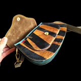 Genuine Leather & Cow Hair Handbag - Tiger Print