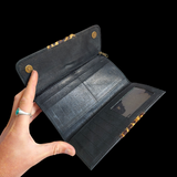 Genuine Leather &Cow Hair Purse - Black Leopard