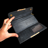 Genuine Leather & Cow Hair Purse - Black