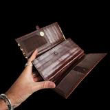 Genuine Leather & Cow Hair Purse - Brown Leopard