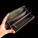 Genuine Leather & Cow Hair Purse - Dark Green & Cow Hair