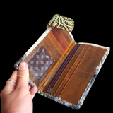 Genuine Leather & Cow Hair Purse - Green / Brown Hand Tooled