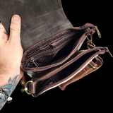 Genuine Leather & Cow Hair Shoulder Bag - Brown