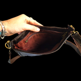 Genuine Leather & Cow Hair Shoulder Bag - Dark Brown