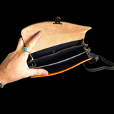 Genuine Leather & Cow Hair Shoulder Handbag - Patchwork Leopard