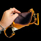 Genuine Leather & Cow Hair Shoulder Handbag - Tan