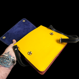 Genuine Leather & Cow Hair Shoulder Bag - Yellow, Tan, Hair