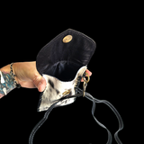 Genuine Leather & Cow Hair Shoulder Phone Bag - Green & Hair