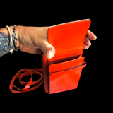 Genuine Leather & Cow Hair Shoulder Purse - Red