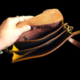 Genuine Leather & Cow Hair Hand Bag - Brown