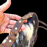 Genuine Leather & Cow Hair Hand Bag - Vintage Brown