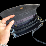 Genuine Leather & Cow Hair Shoulder Bag - Black + Hair