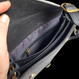 Genuine Leather & Cow Hair Shoulder Handbag - Black + Hair