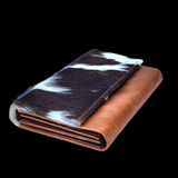 Genuine Leather & Cow Hair Clutch Purse - Brown, Black & White