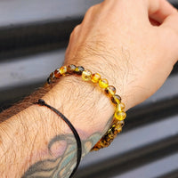 Natural Polished Green Amber Elastic Bracelet