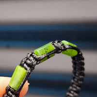 Natural Nephrite Greenstone Cylinder Macrame Bracelet (BLACK)