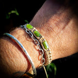 Nephrite Jade / Greenstone Cylinder Macrame Bracelet (TAN)