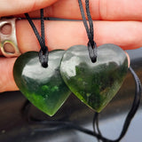 Natural Greenstone Heart Pendant Necklace
