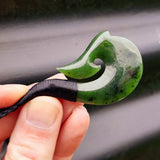 Natural Greenstone Hook with Binding Pendant Necklace