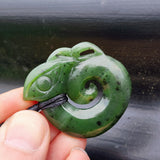 Natural Greenstone Manaia Koru Pendant Necklace