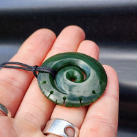 Greenstone Notched Koru Pendant Necklace