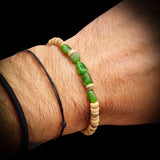 Nephrite Jade / Greenstone & Brown Coconut Wood Bracelet
