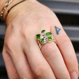 Rustic Solid 925 Sterling Silver & Natural Peridot Handmade Multi Setting Ring