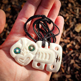 Hei Tiki Side Hanging Carving Pendant Necklace - NZ Maori Inspired
