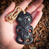 Hei Tiki XL Bone Carving Pendant Necklace - NZ Maori Inspired