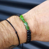 Irregular Shaped Greenstone Macrame Bracelet