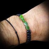 Irregular Shaped Nephrite Jade / Greenstone Macrame Bracelet