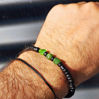 Greenstone & Black Coconut Wood Bracelet