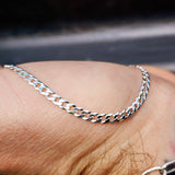 Solid 925 Italian Sterling Silver 3mm Curb Chain Necklace