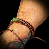 Natural Jade Cylinder Macrame Bracelet (BROWN)