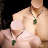2pcs Matching Set Koru Heart Natural Jade Pendant Necklaces (N1143)