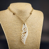 Koru Feather Bone Carving Pendant Necklace