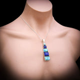 925 Sterling Silver, Lapis Lazuli & Larimar Handmade Multi Setting Pendant Necklace