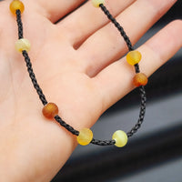 Deluxe Raw Amber & Greenstone Teething Necklace - Heavy Duty Macrame