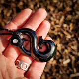 Manaia Black Bone Carving Pendant Necklace - NZ Maori Inspired