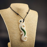 XL Manaia Jade & Bone Carving Pendant Necklace