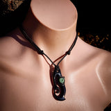 Manaia Koru Black Bone Carving Pendant Necklace - NZ Maori Inspired