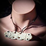 Natural Maori Bone Carving Pendant Necklace - Double Tiki