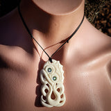 Hei Tiki Bone Carving Pendant Necklace - NZ Maori Inspired