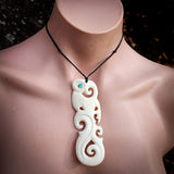Manaia Koru Bone Carving Pendant Necklace - NZ Maori Inspired