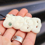 Natural Carved Maori Bone Carving Pendant Necklace - Large Tiki